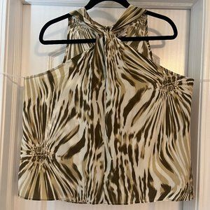 Like New Worthington Olive/Multi  Halter Top, Size M